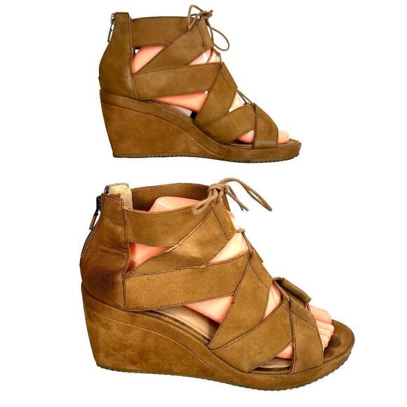 EILEEN FISHER Dibs 3 Inch Wedge Sandal in Tan Women's Size 9.5 - Picture 3 of 11